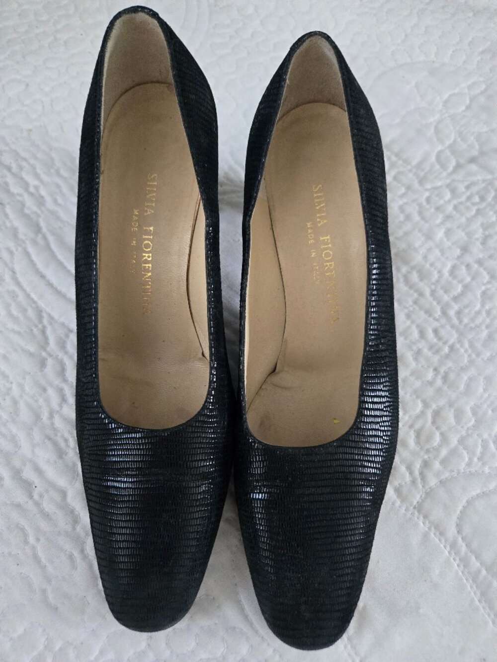 Silvia Fiorentina Vintage Black Leather shoes, Size 7M